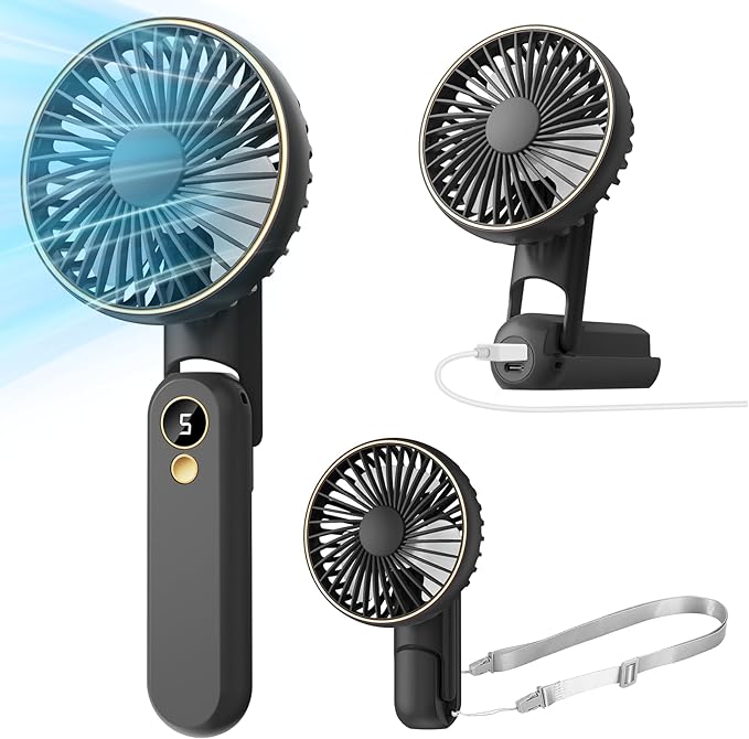 Dhenrio Portable Handheld Fan, [Up to 15 Working Hours] 180° Foldable Personal Fans, USB Rechargeable Mini Hand Fan for Tr...