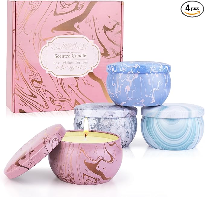 Candles - Scented Candles Gift Set for Women, 4 Packs Natural Fragrance Aromatherapy Candles for Home Scented, Long Burnin...