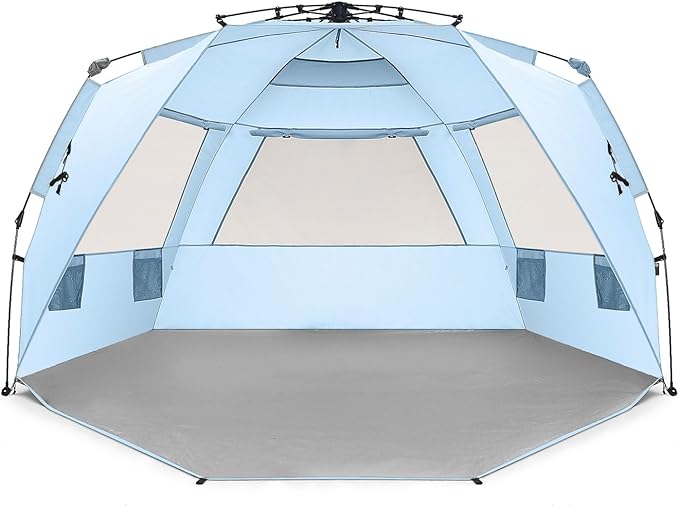 Easthills Outdoors Instant Shader Deluxe XL Beach Tent Easy Up 99" Wide for 4-6 Person Sun Shelter - Extended Zippered Por...