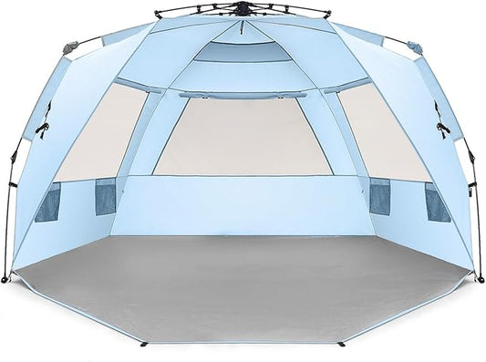 Easthills Outdoors Instant Shader Deluxe XL Beach Tent Easy Up 99" Wide for 4-6 Person Sun Shelter - Extended Zippered Por...