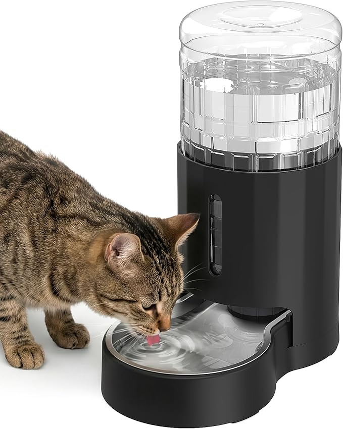 JUNSPOW Cat Water Dispenser with Stainless Steel Bowl, Automatic Gravity Water Dispenser for Cats or Small Medium Size Dog...