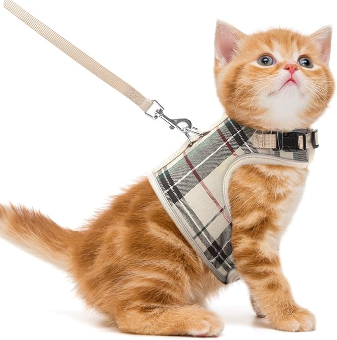 PUPTECK Soft Mesh Cat Vest Harness and Leash Set Puppy Padded Pet Harnesses Escape Proof for Cats Small Dogs Rabbits Bunn...