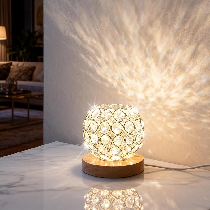 FuoiCorn Crystal Mood Table Lamp, Small Decorative Sphere Light with Voice Control - 3 Lighting Modes Ambient Lighting for...