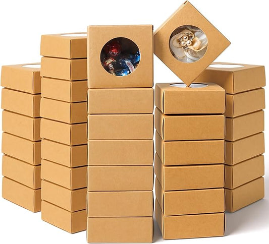 Caeuiciw 120 Pcs Soap Boxes for Homemade, 3 x 3 x 1.2 Inch Small Paper Gift Packaging Boxes with Window, Gift Wrappers for...