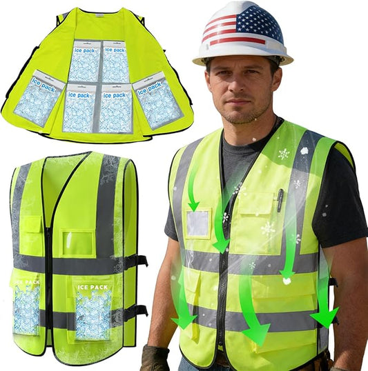 HJDHS Cooling Ice Vest with 24pcs Ice Pack - Cooling Vest with Adjustable Strap Cool Vest with Pockets