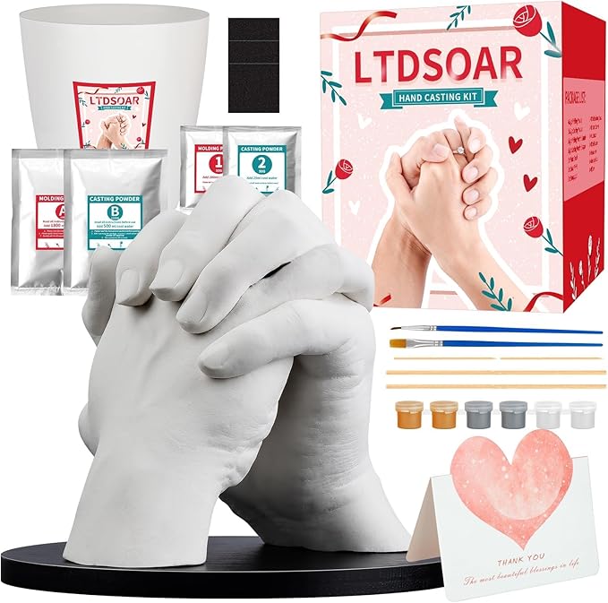 LTDSOAR Hand Casting Kit, Couples with Practice Kit, Hand Mold Kit for Adults & Kids, Romantic Anniversary Wedding Birthda...