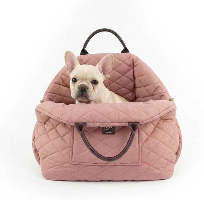 4 Cats & Dogs Mew Mew Travel Pet Bed – Soft Carrier for Small Dogs & Cats, Water-Resistant Quilted Shell, Adjustable Belt...