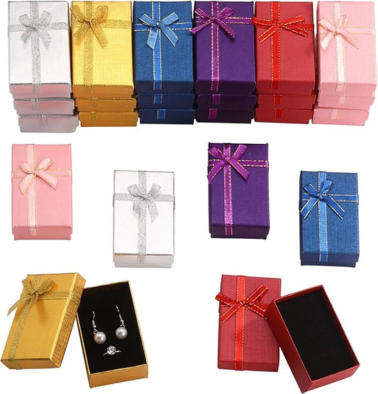 Marspark Small Jewelry Gift Boxes Bulk Empty Gift Box with Bows Necklace Bracelet Packaging Boxes for Birthday Wedding Par...
