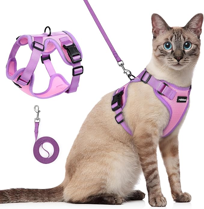 rabbitgoo Cat Harness and Leash Set, Escape Proof Soft Adjustable Vest Harnesses for Outdoor Walking, Easy Control Breatha...