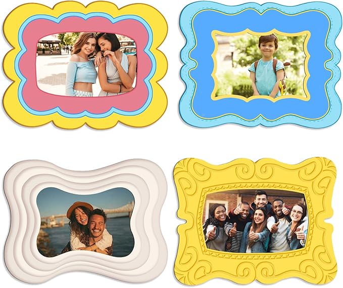 AINBIN 4 Pcs Magnetic Picture Frames for Refrigerator Magnetic Photo Frames 4x6 Inch Decorative Photo Holders Reusable Mag...