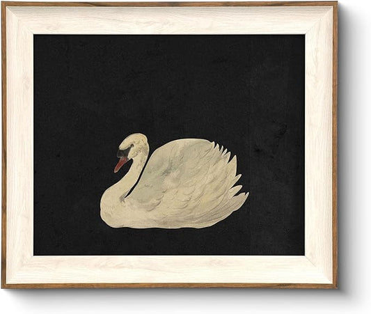 VIYYIEA Framed Wall Art for Living Room, Swan Art Canvas Prints, Vintage Home Decor, Animals Painting Picture, Bathroom Wa...