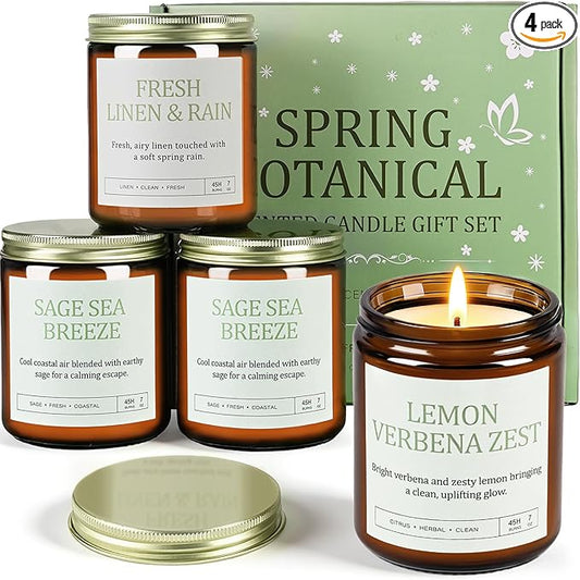 4 Pack Scented Candles Gifts for Women: 28oz Natural Soy Candles for Home Scented, Up to 200H Burning, Aromatherapy Candle...