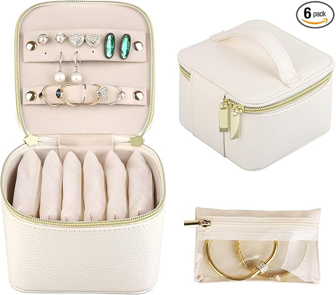 HofferRuffer Jewelry Box Organizer for Women Girls, Travel Jewelry Case with 6 Portable Zipper Bags, Jewelry Storage Ideal...