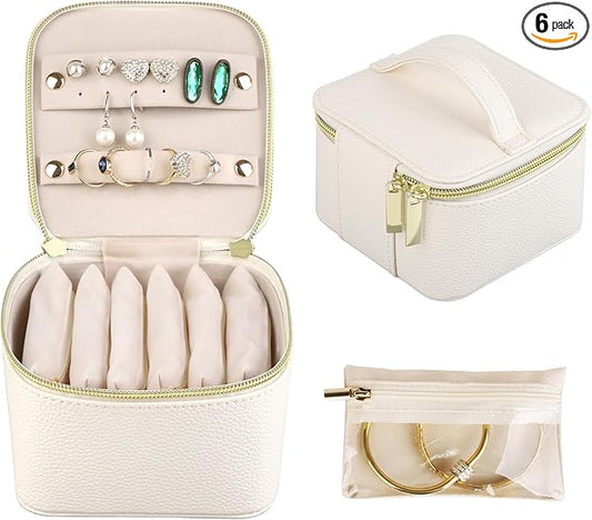 HofferRuffer Jewelry Box Organizer for Women Girls, Travel Jewelry Case with 6 Portable Zipper Bags, Jewelry Storage Ideal...