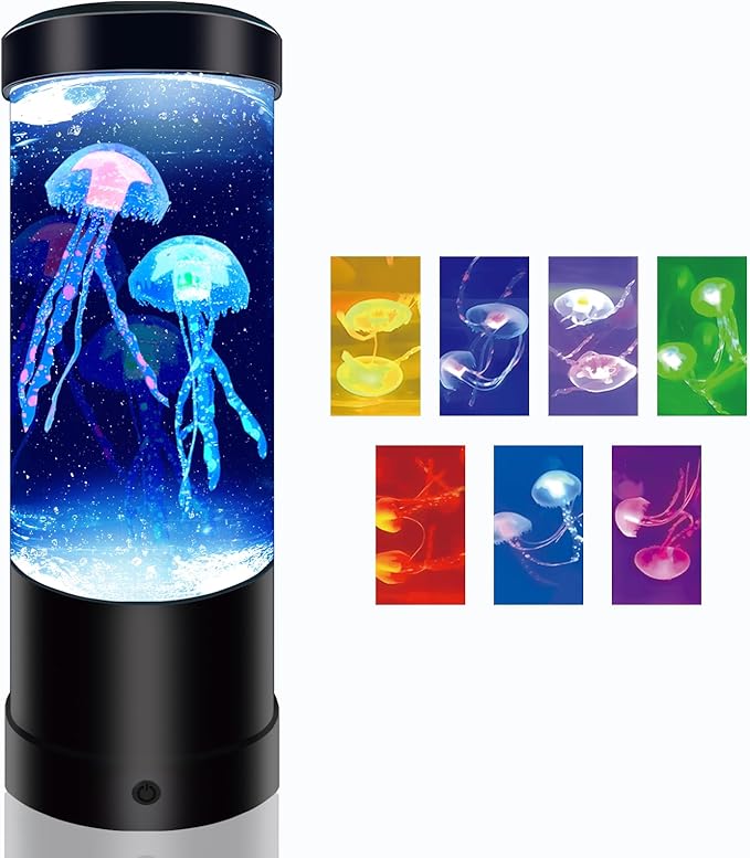 Jellyfish Lamp,7 Color Changing Night Light,USB/Battery Jelly Fish Light Lamp,Aquarium Light Desk Lamp for Home Room Bedro...