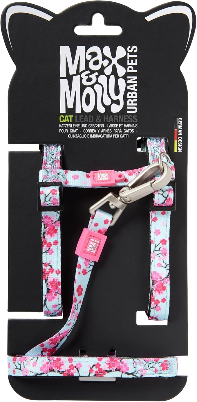 Max and Molly Adjustable Cat Harness and Leash Set - Escape-Proof Cat Harness with Leash for Outdoor Walking and Explorin...