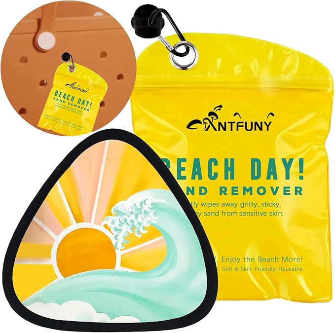 Triangle Sand Remover for Beach Sandproof Cleaner Eraser Essential Travel Wipe Off Mitt Duster Brush Cup Holder Game Toy S...