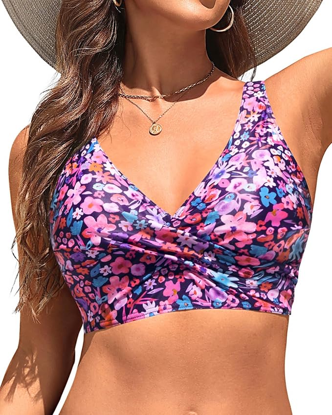 Women Bikini Top - 2025 Full Coverage Bathing Suit Top Push Up Swimsuit Tops Large Bust Swim Tops No Bottom