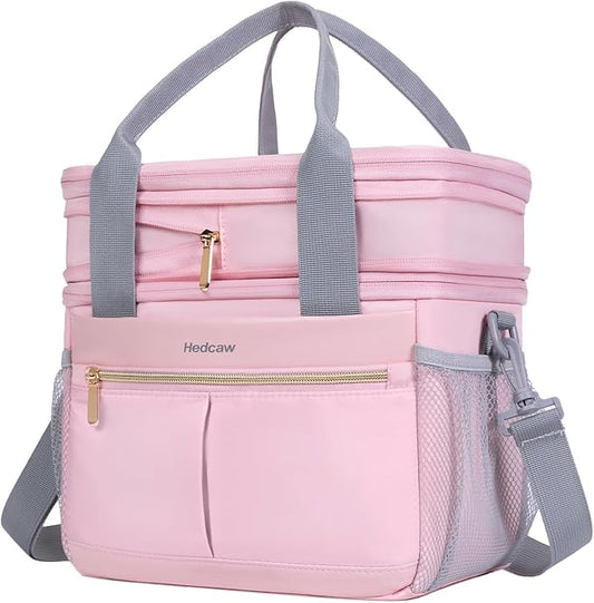 Hedcaw Lunch Box for Women Double Deck Insulated Lunch Bag Women Expandable Leakproof Reusable Lunch Cooler Bag for Work, ...