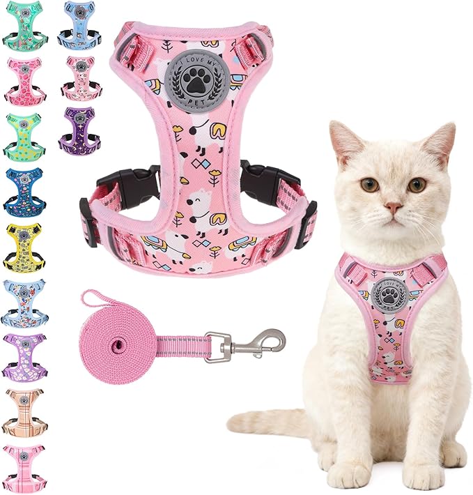BEAUTYZOO Cat Harness, Escape Proof Cat Leash and Harness Set for Walking, Soft Breathable Vest Harness with Neck Adjustab...