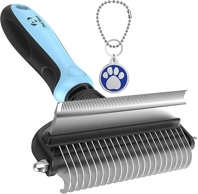 Dog Brush and Cat Brush – 2 Sided Pet Grooming Tool for Deshedding, Mats & Tangles Removing – No More Nasty Shedding and F...