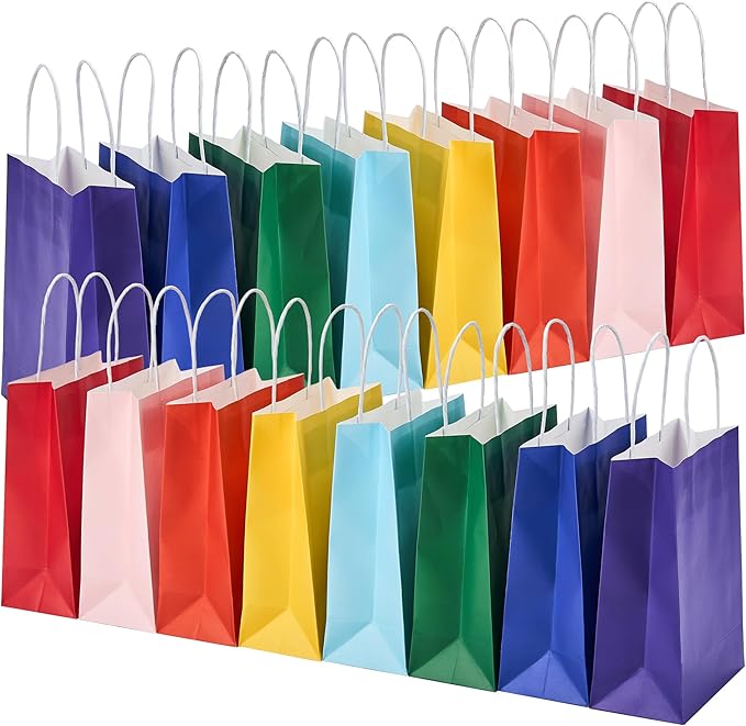 32 Pack Paper Gift Bags with Handles, 5.8"×3.2"×8.25" Party Favor Bags, Gift Bags, Small Gift Bags with Handles, Party Bag...