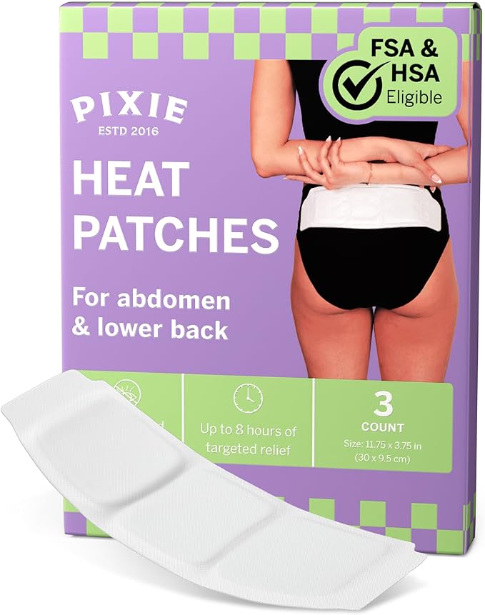 Pixie Large Period Cramps Menstrual Pain Relief Heat Patches for Feminine Care - Lower Abdominal & Back Ache Therapy - Up ...