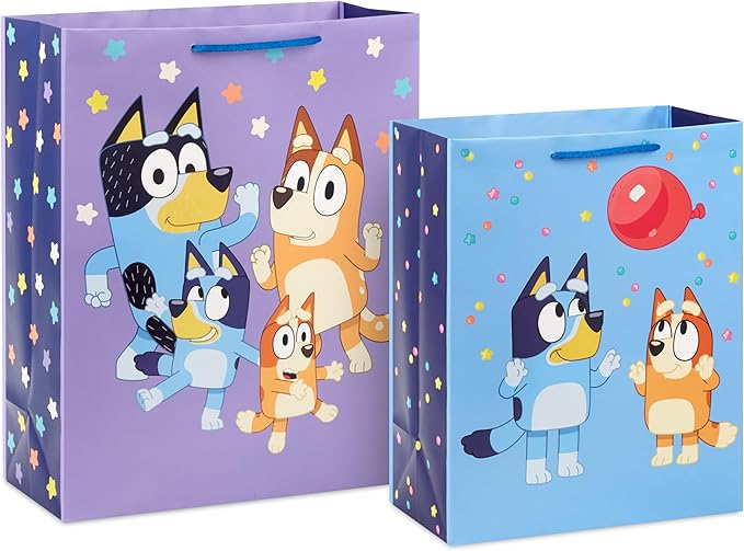 Hallmark Bluey Birthday Gift Bag Set (2 Bags: 13" Large and 15" Extra Large) for Kids, Grandchildren, Boys, Girls