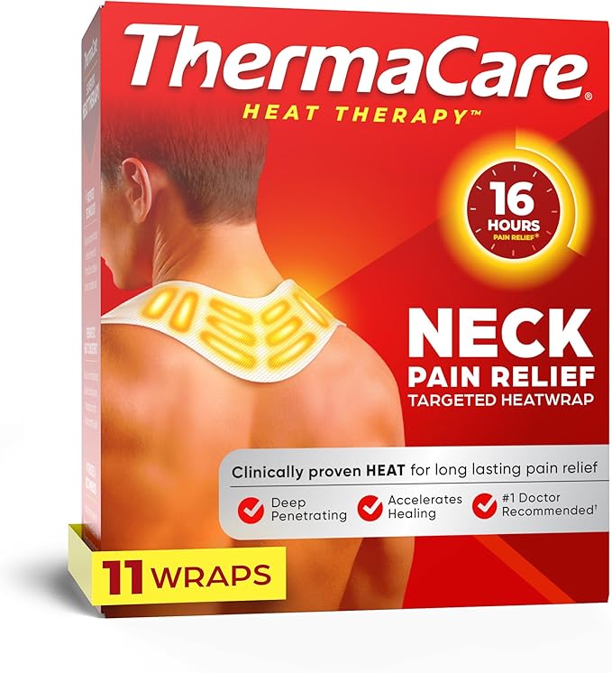 ThermaCare Heat Wraps for Neck & Shoulder Pain Relief - Portable Adhesive Heating Pads with 16-Hour Therapeutic Heat - Dru...