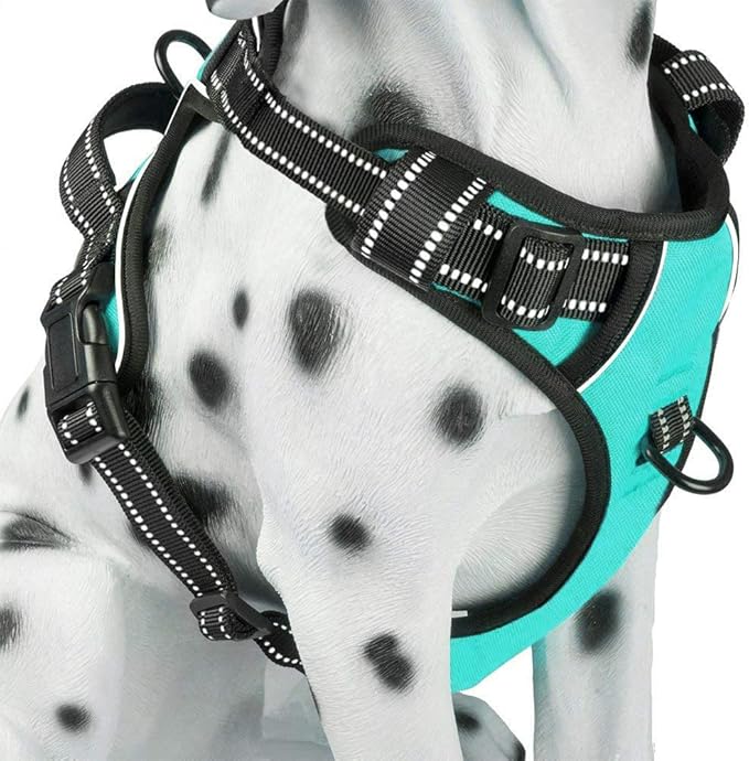 PoyPet No Pull Dog Harness, Reflective Comfortable Vest Harness with Front & Back 2 Leash Attachments and Easy Control Han...