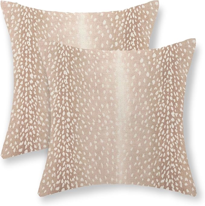 JEFERSO Antelope Pillow Covers 20x20 Set of 2 Beige Animal Skin Print Throw Pillow Covers Modern Antelope Decorative Pillo...