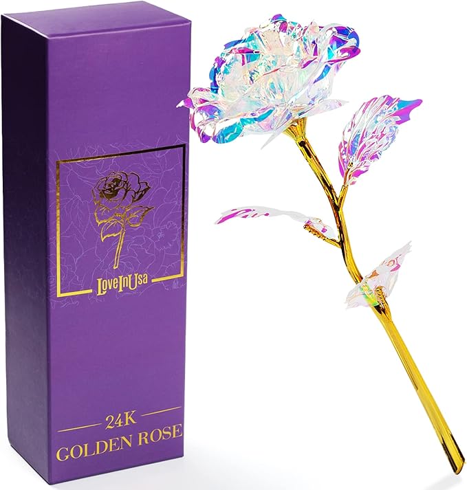 LOVEINUSA Artificial Galaxy Rose Flower Gifts, Galaxy Eternity Rose Glass Forever Flowers for Mom from Daughter/Son, Birth...