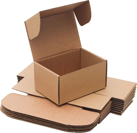 10 Pack Small Shipping Boxes 6x4x3'' Corrugated Small Cardboard Boxes for Shipping, Recyclable Packaging Boxes for Busines...