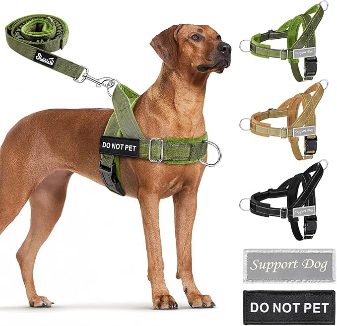 SlowTon No Pull Dog Harness - Heavy Duty Dog Harness and Leash Set for Medium Large Dogs, Reflective Tactical Harness with...