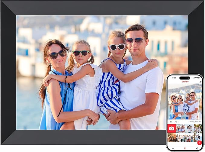Frameo Digital Picture Frame, 10.1 Inch Smart WiFi Photo Frame with 1280x800 HD IPS Touch Screen, Auto-Rotate, Wall Mounta...