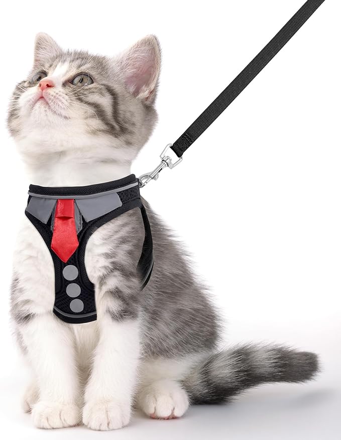 NCMAMA Cat Harness and Leash Set for Walking Escape Proof, Soft Adjustable Kitten Harness Breathable Mesh with Reflective ...
