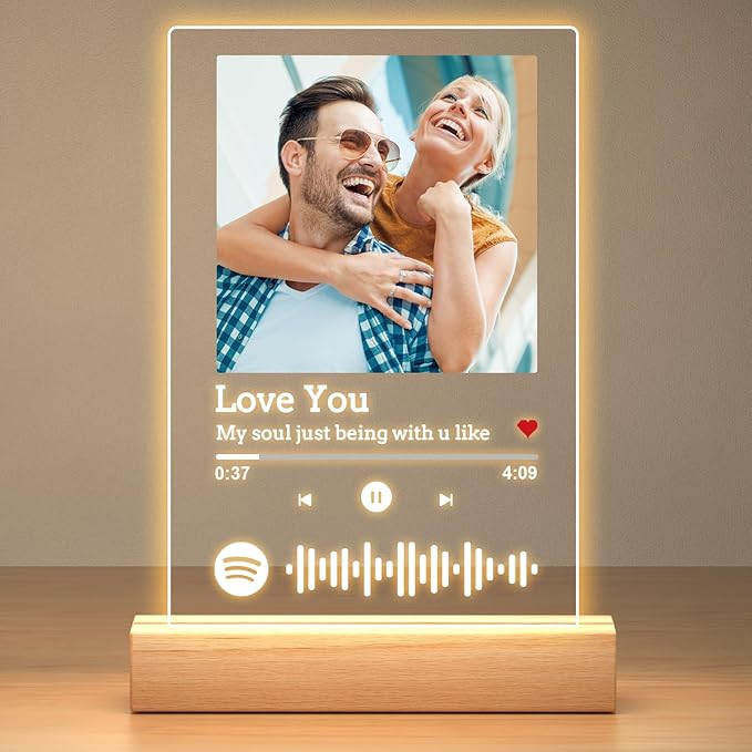 Bulaient Custom Spotify Plaque, Custom Acrylic Song Plaque Picture Frames, Personalized Photo Frame, Personalized Annivers...