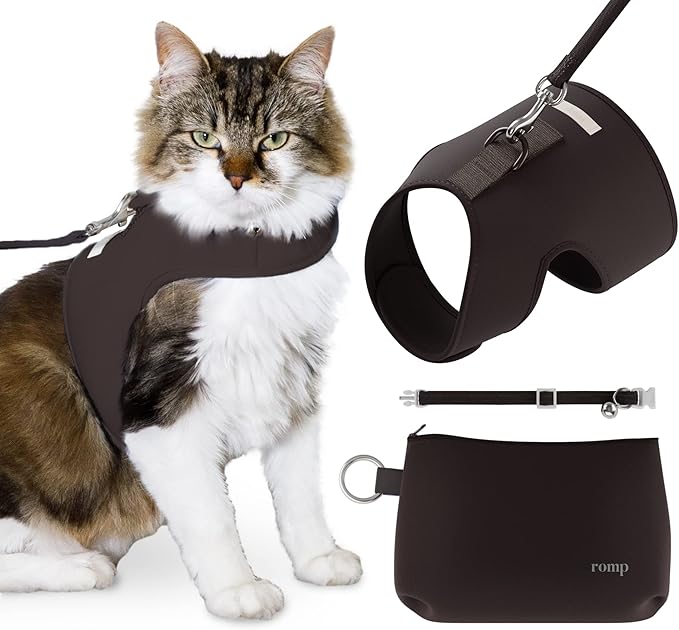 Cat Harness, Collar & Leash Set - Escape Proof Adjustable Choke Free Velcro Harness Vest for Walking Cats & Kittens (Sable...