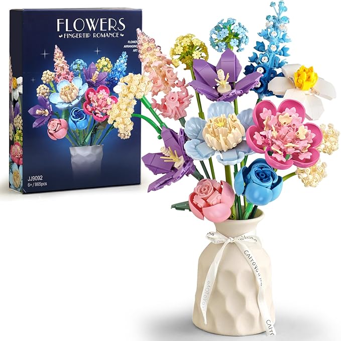 SUNHABI Flower Building Set for Adults, Botanical Flower Bouquet Building Kit, Home & Office Décor, Creative DIY Gift for ...