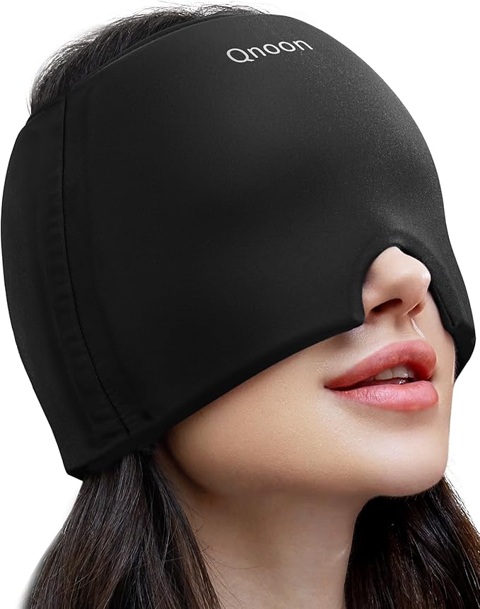 Qnoon Migraine Relief Cap, Headache Relief Cap Mask Products, Cooling Odorless Gel Ice Head Wrap for Tension, Stress,Hango...