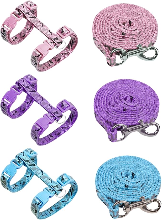 Gaahkai 3 Pack Cat Leash and Harness Set, Lightweight Adjustable Collar Escape Proof for Cats