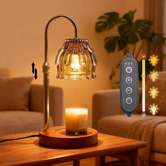 Candle Warmer Lamp with Timer and Dimmer 4-Level Dimmable Flower Light Heat Lamp for Jar Candles Adjustable Height Modern ...