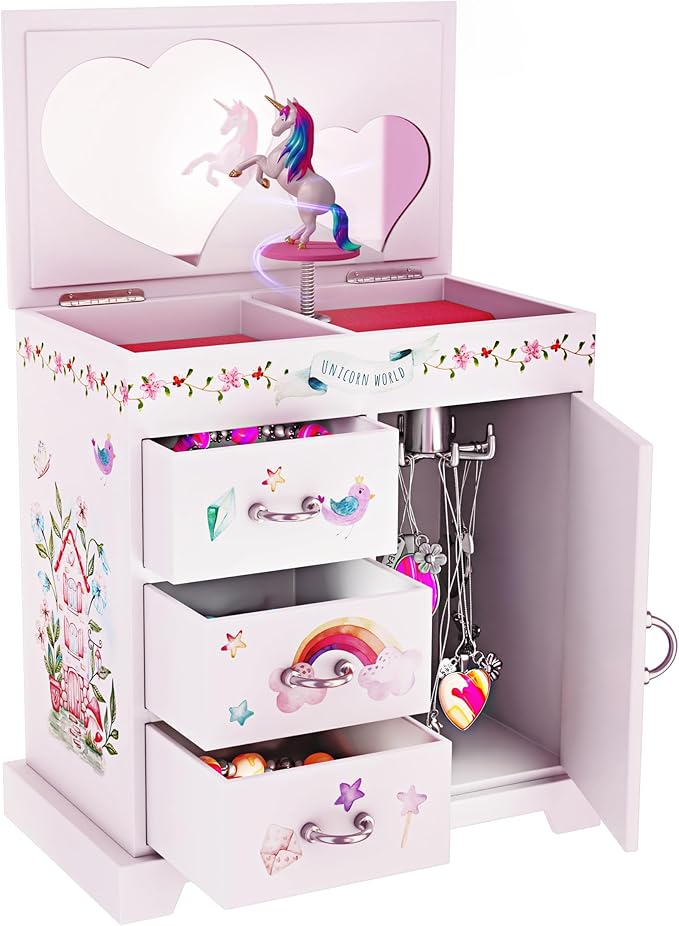 Pretty Me Unicorn Musical Jewelry Box for Kids - Gifts for Girls, Ages 3-8, Best Princess Room Toys Gift for Age 3, 4, 5, ...