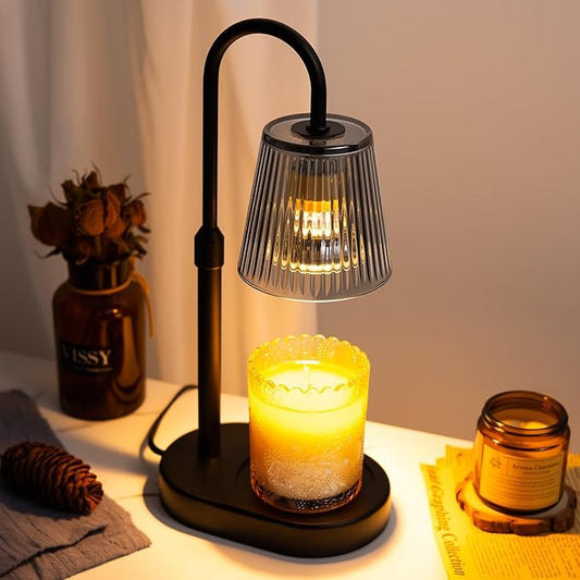 Candle Warmer Lamp with Timer Electric - Wickless Warming Light Height Adjustable Dimmable No Flame Heat Warm Melt Wax Sce...