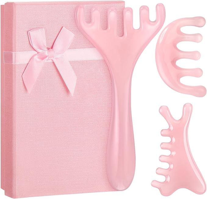 ProSuites 3Pcs Scalp Massage Tool for Head Massager Tool Pink Resin Gua Sha Comb for Relaxation Christmas,Stocking Stuffs