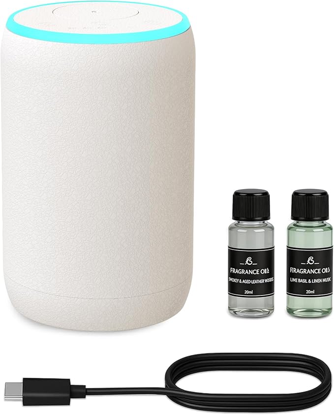 Portable Waterless Essential Oil Diffuser Starter Kit with 7 Lights for Home Car and Office, Compact Scent Diffusers Inclu...
