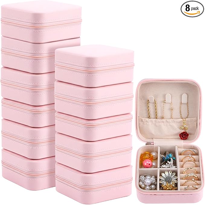 MAQUITA 12 Pack Travel Jewelry Case Bridesmaid Gifts Box, PU Leather Small Jewelrys Case Organizer Storage for Women Girls...