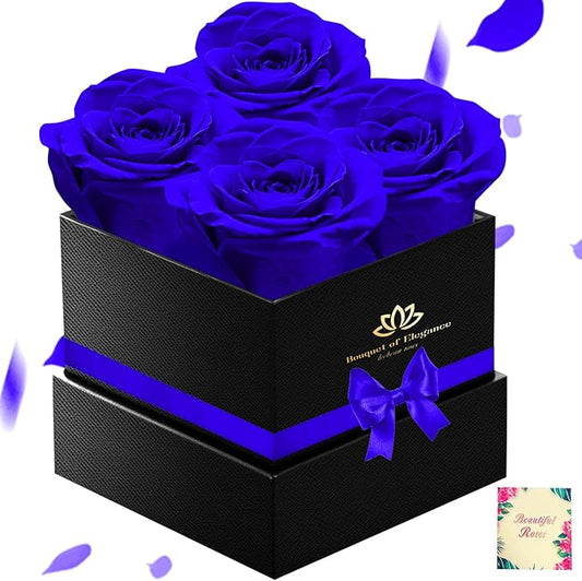 Blue Forever Roses Luxury Gift for Women/Men, Fresh Flowers Bouquet for Girlfriend, Wife, Mom, Anniversary, Valentine's Da...