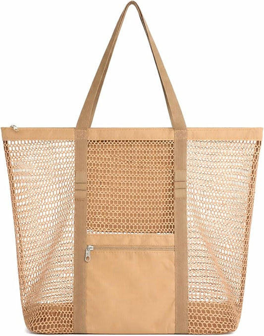 Dntorx Women's Mesh Beach Bag, Stylish Beach Tote for Swimming, Travel & Vacation Essentials, Lightweight Design for Poolside