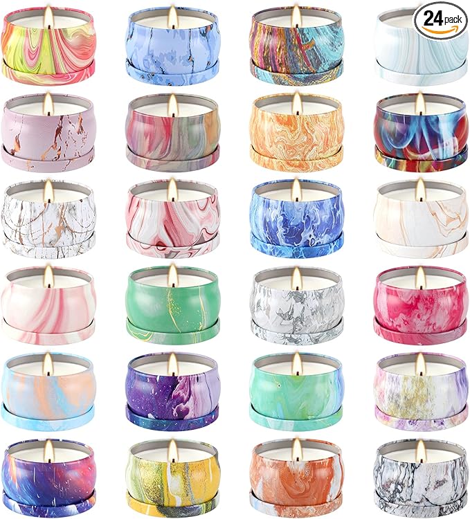 WPONSZU Scented Candles Gifts Set 24 Pack Soy Wax Travel Tin Jar Candles for Home 2.5 OZ jar Candles for Mom for Christma...